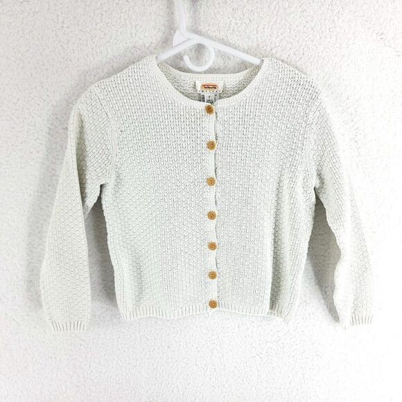 Damaged Stained Talbots Petite P White Cotton Cable Knit Sweater Button Front - Picture 1 of 9